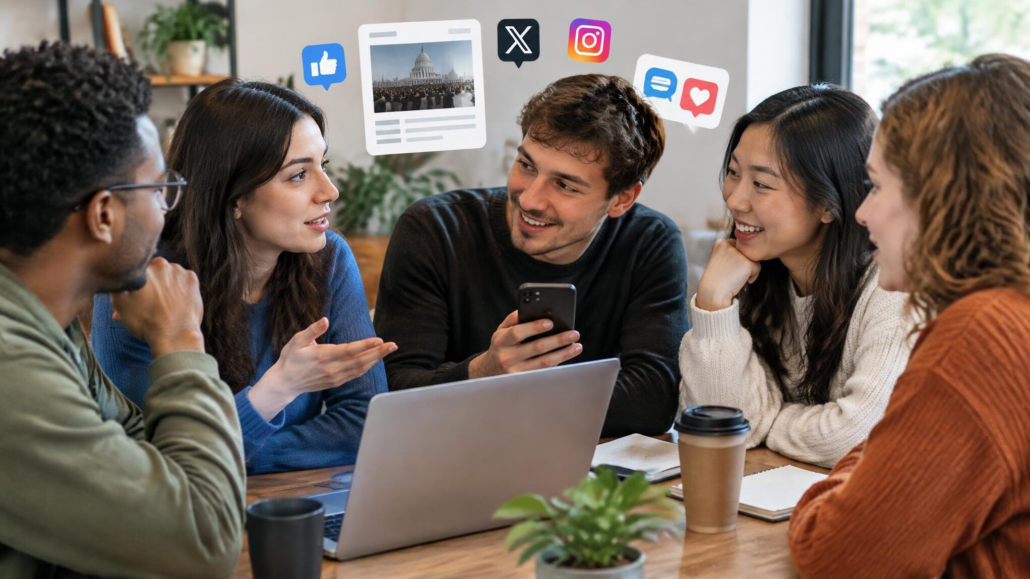 people discussing social media