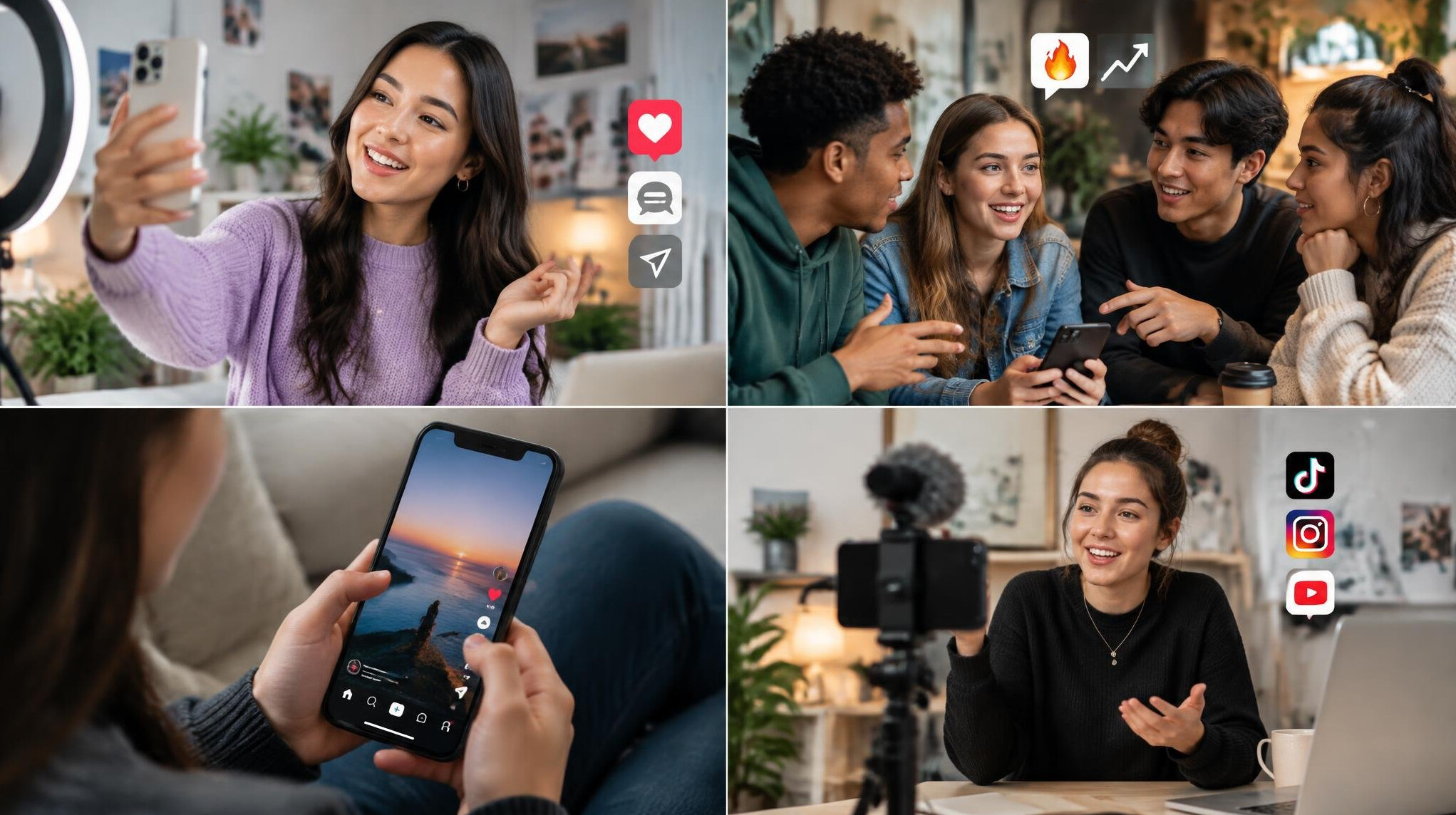 influencer posting on smartphone