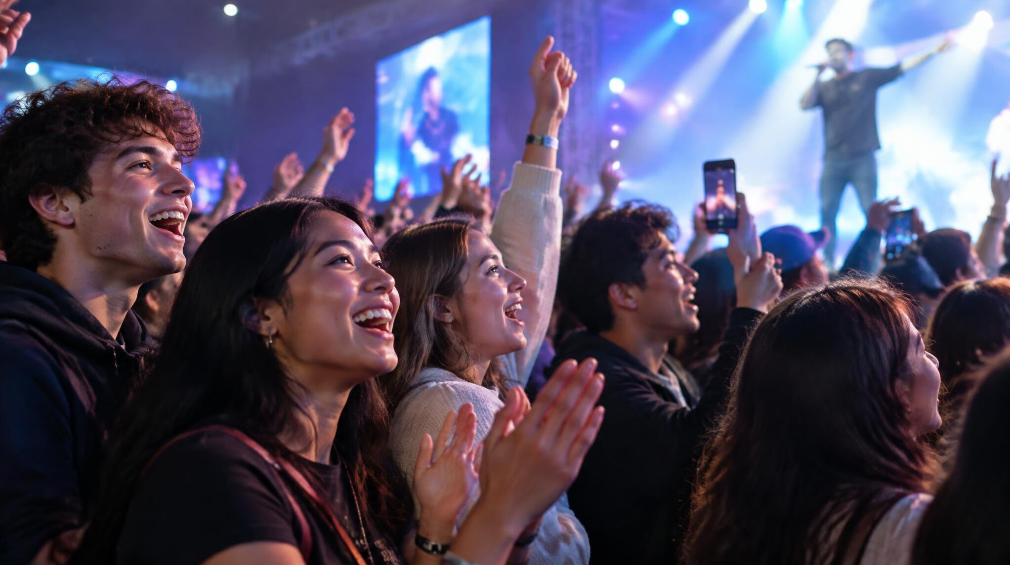 young people watching a show